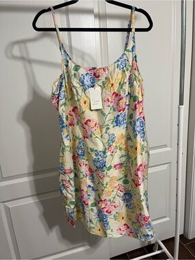 a new day Yellow Floral Slip Dress with Pink & Blue Flowers